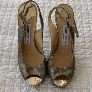 Jimmy Choo Metallic Slingback Heels